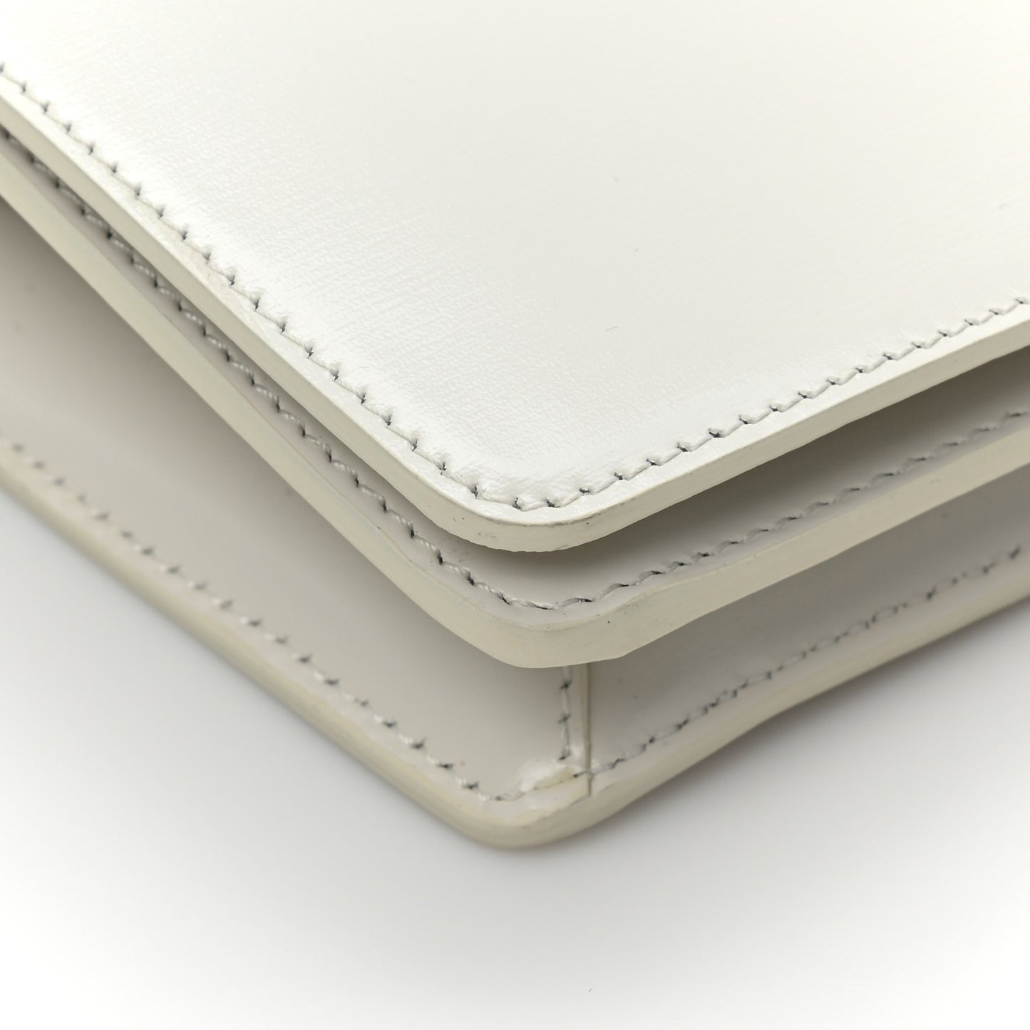 Shiny Calfskin Trapeze Triomphe Bag White