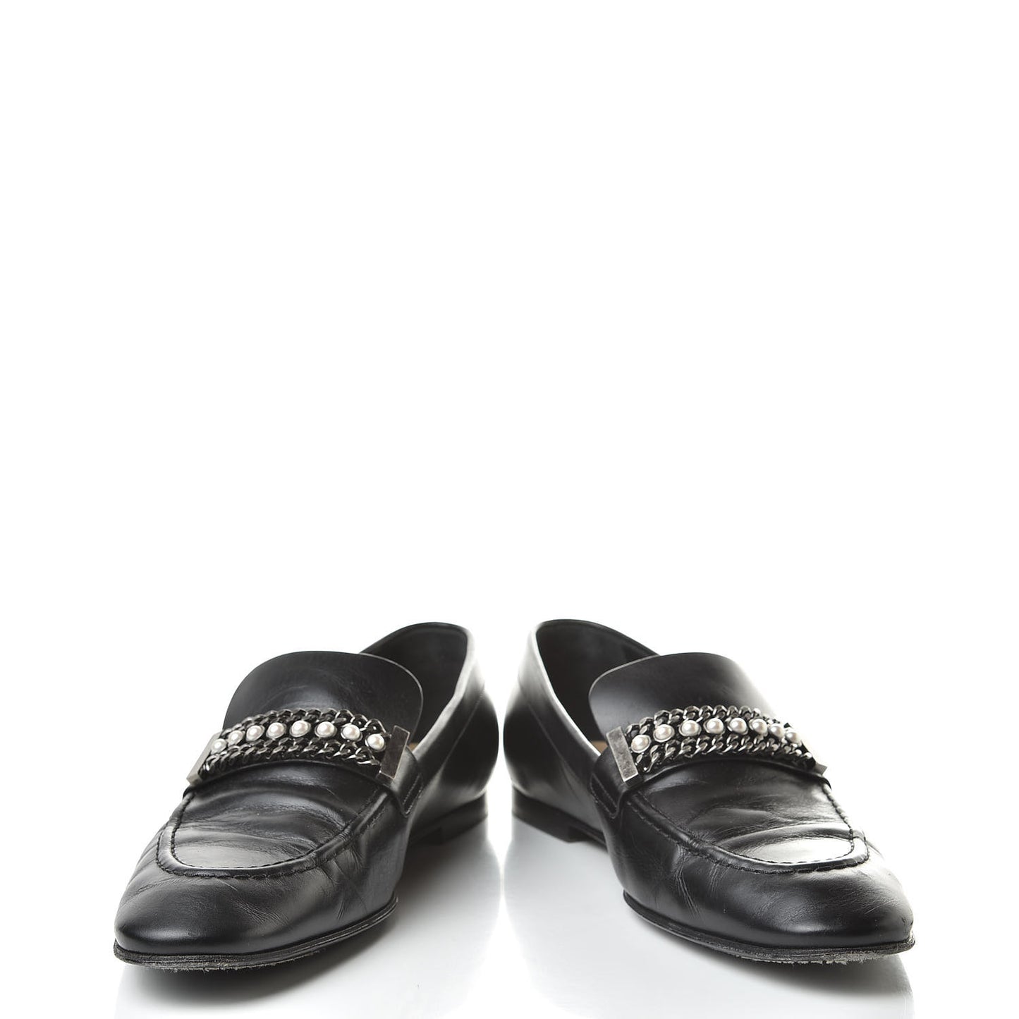 Calfskin Pearl CC Mocassin Loafers 40.5 Black