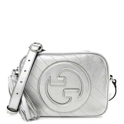 Gucci Metallic Sakai Be Green Calfskin Diagonal Stitched Small Blondie Shoulder Bag Silver 1 of 10