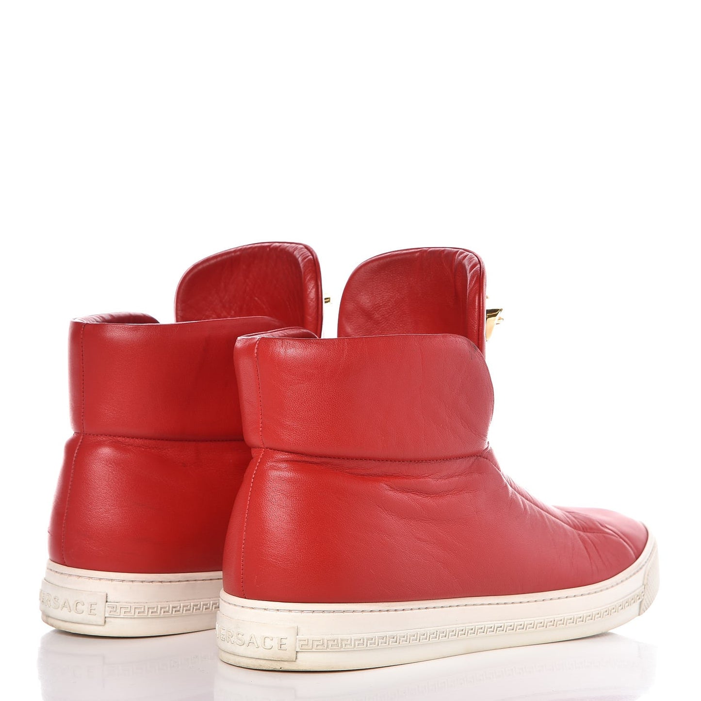 Mens Calfskin Palazzo Idol High Top Sneakers 44 Red