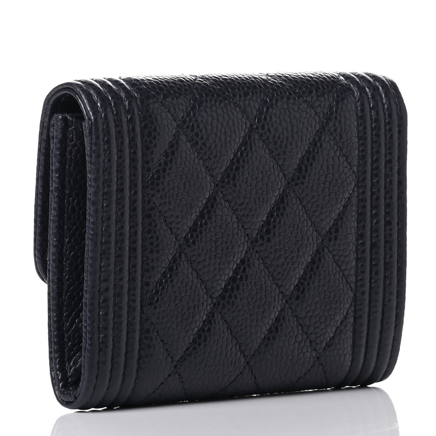 Caviar Quilted Boy Flap Card Holder Blue