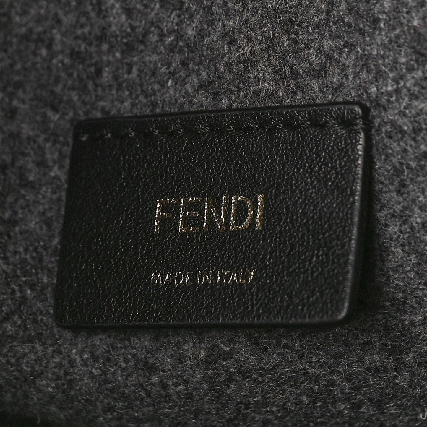 Melange Flannel Plexiglass Satin Logo Embroidered Threaded Edge Large Fendi Sunshine Shopper Tote Grigio Black