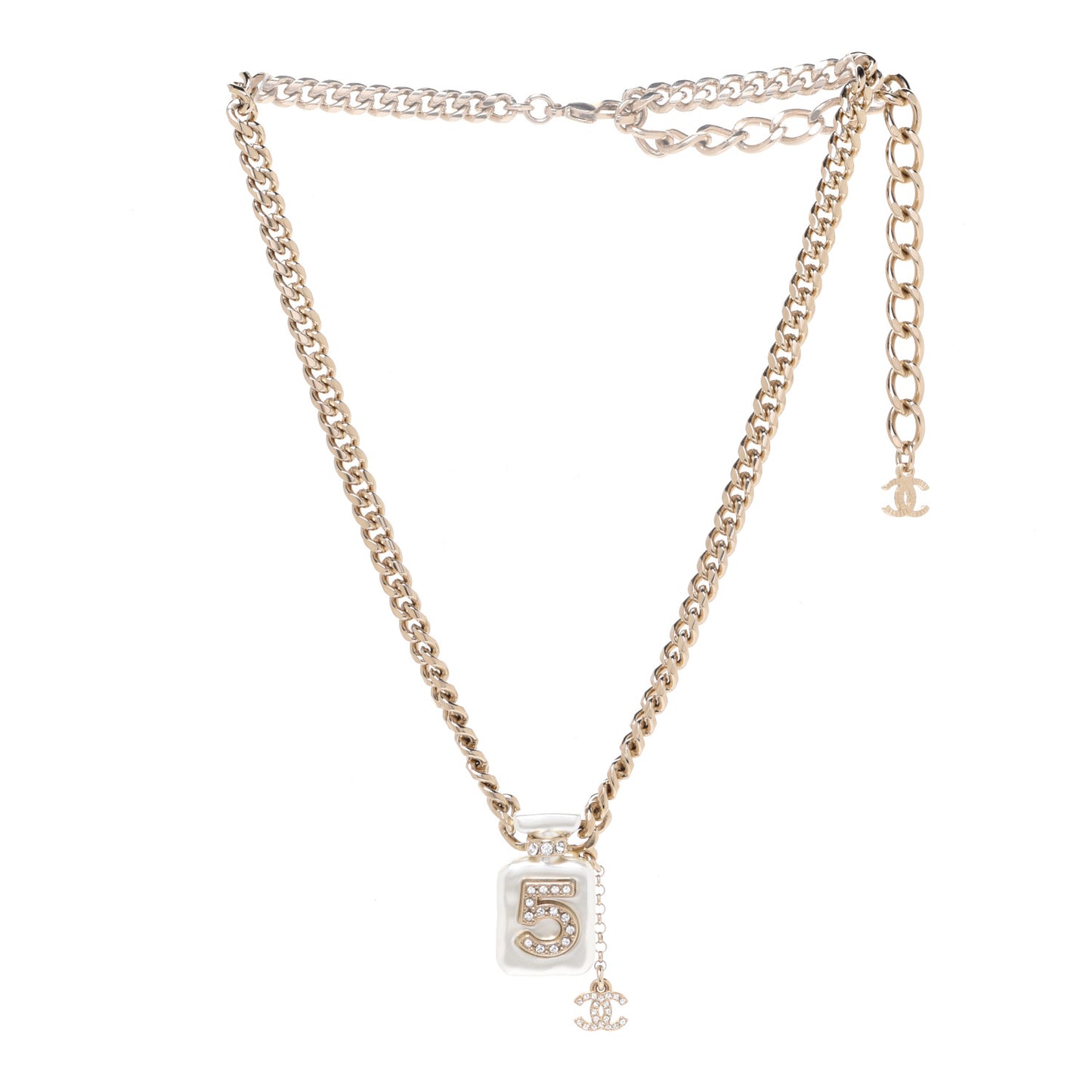 Resin Crystal CC No 5 Perfume Bottle Necklace