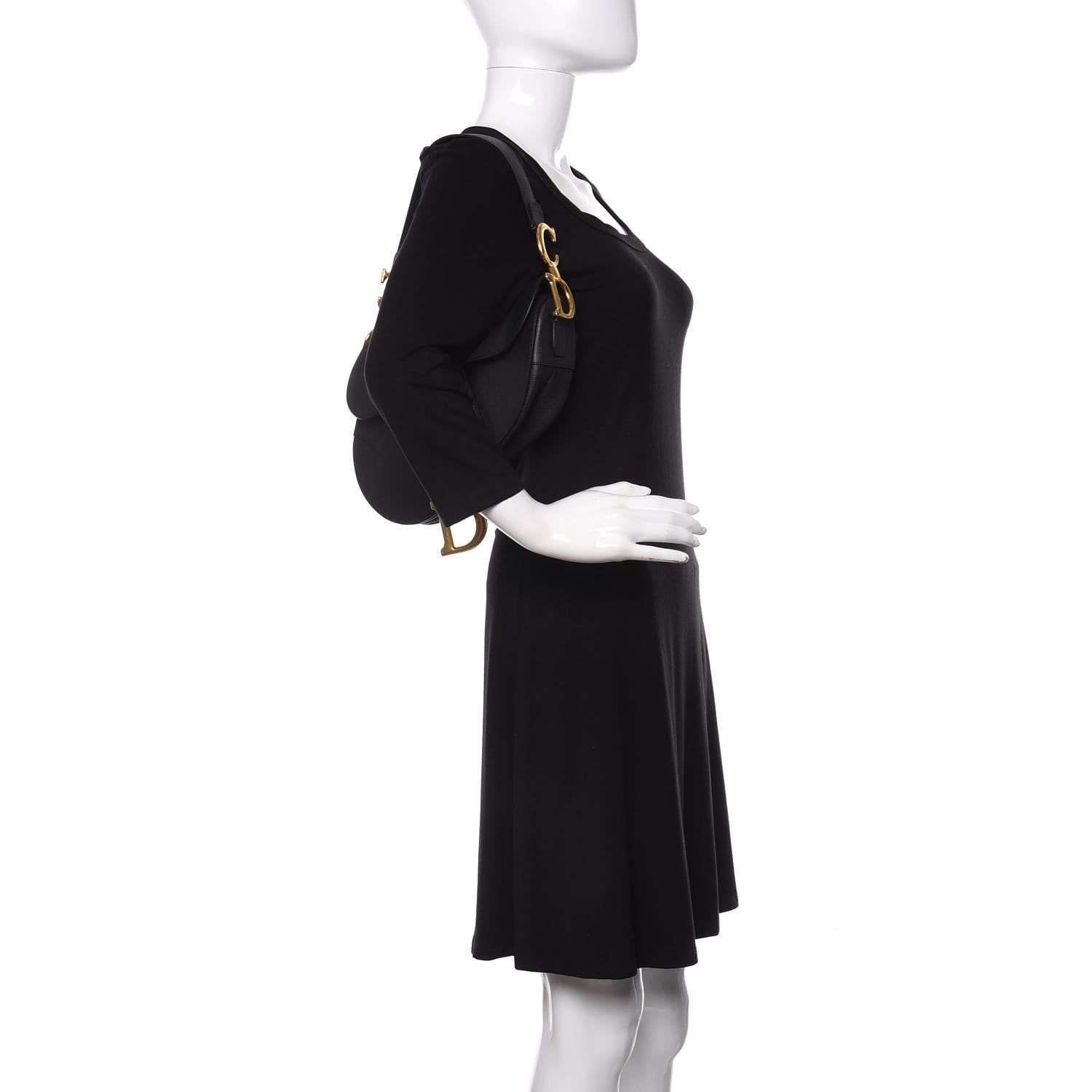 Christian Dior Grained Calfskin Saddle Bag Black 2 of 10