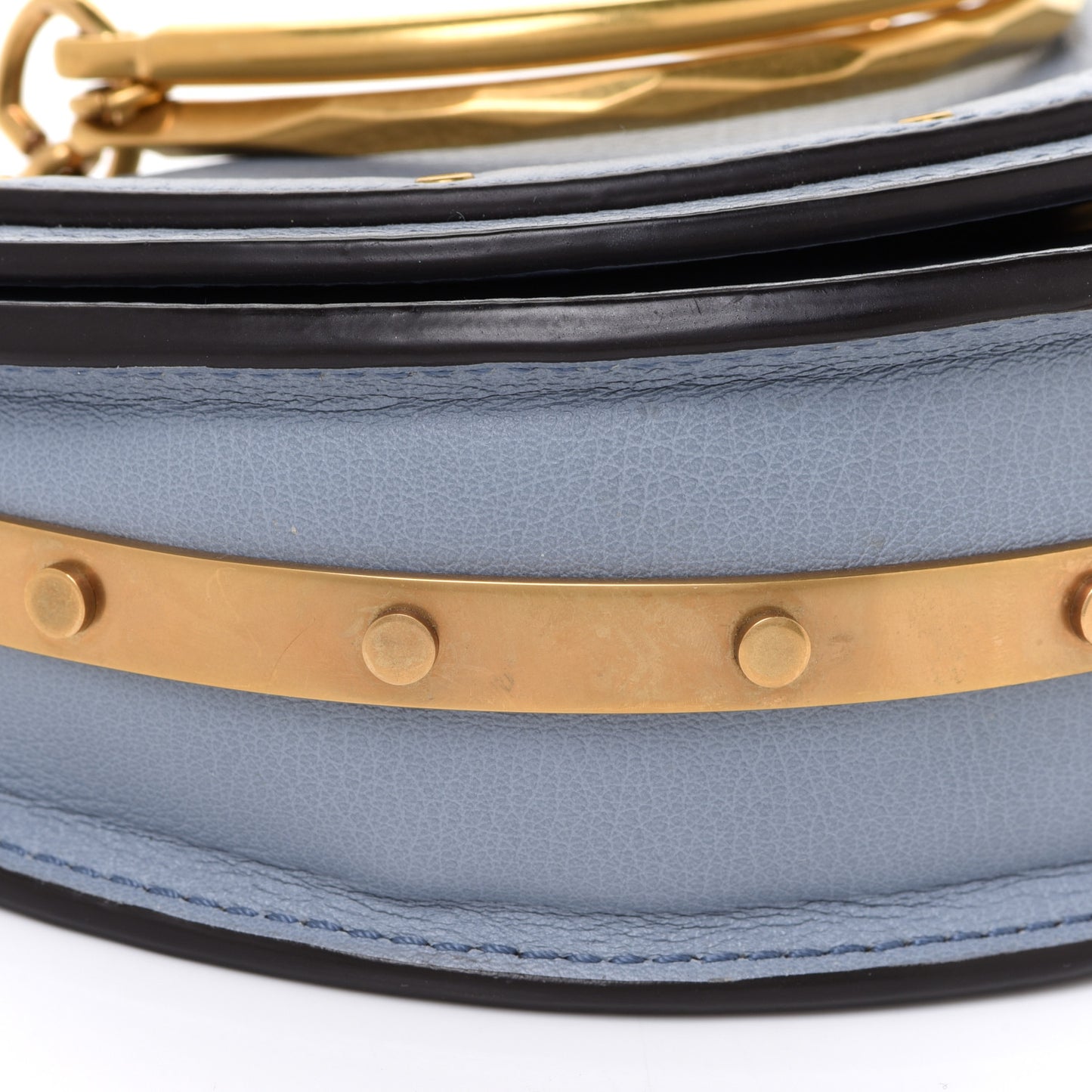 Calfskin Small Nile Bracelet Minaudiere Bag Washed Blue
