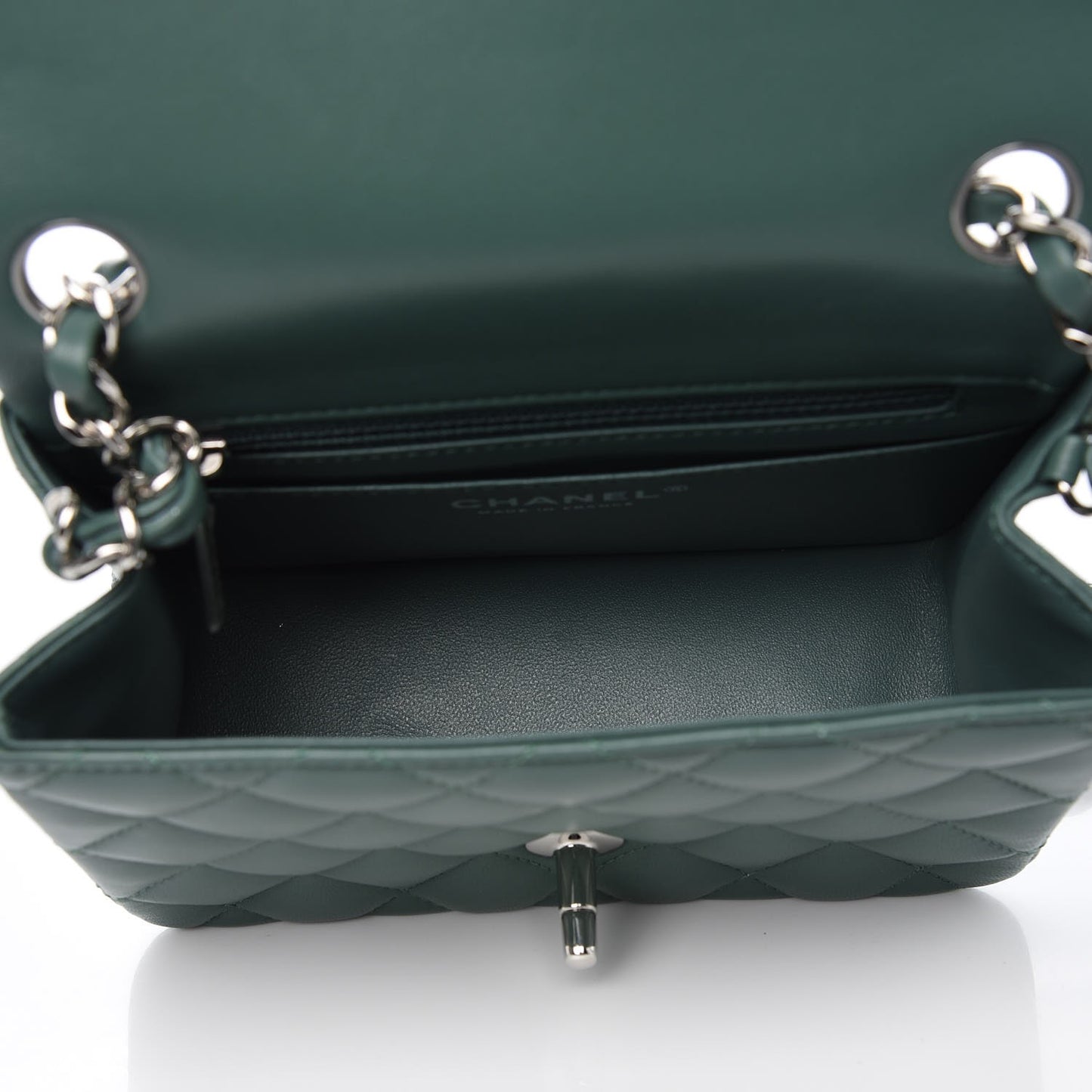 Lambskin Quilted Mini Square Flap Green