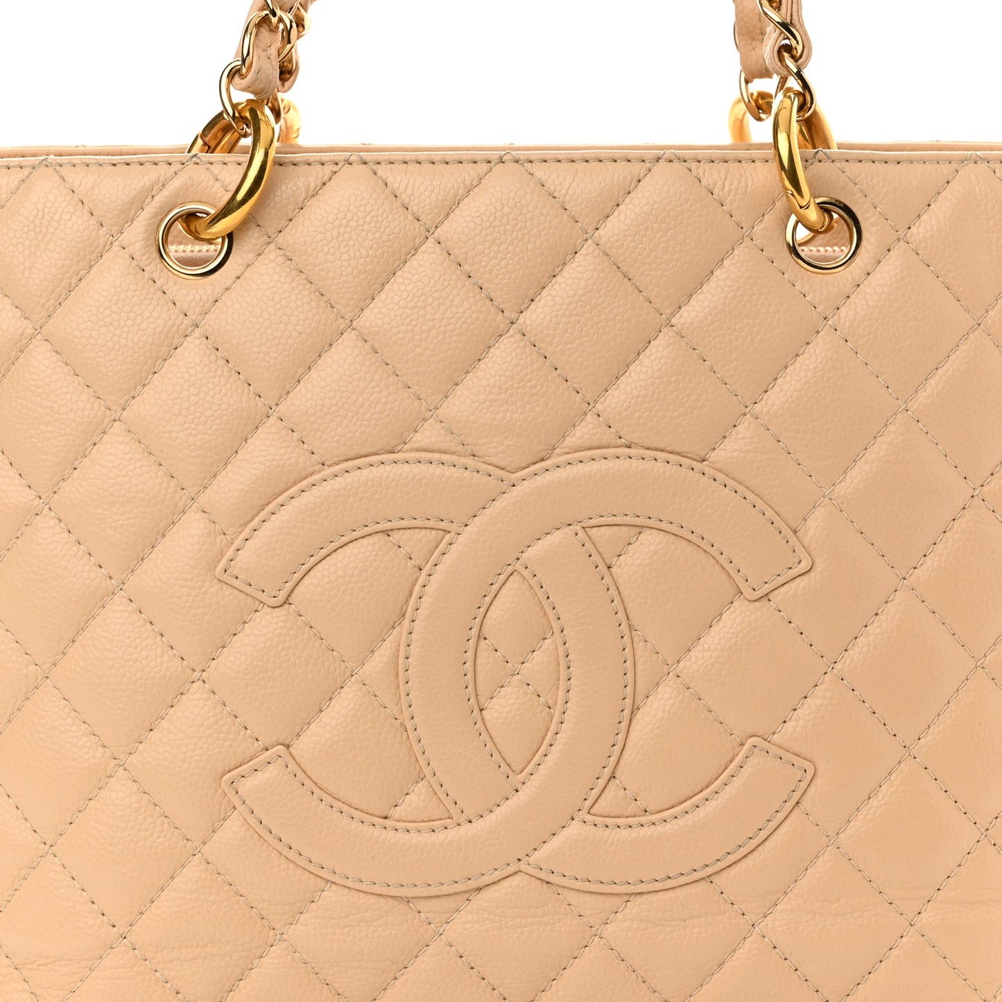 Caviar Quilted Grand Shopping Tote GST Beige Clair