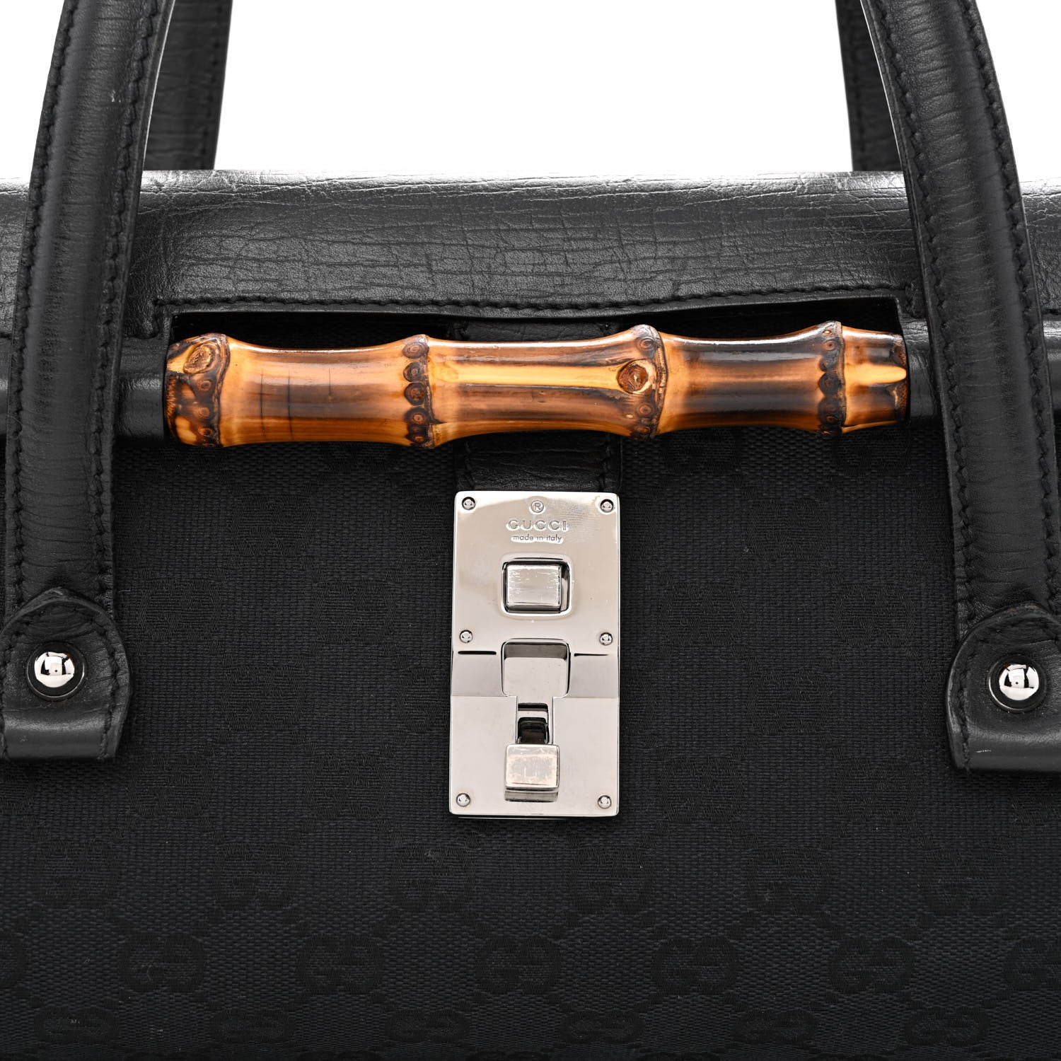 Gucci Monogram Bamboo Bullet Bag Black 8 of 14