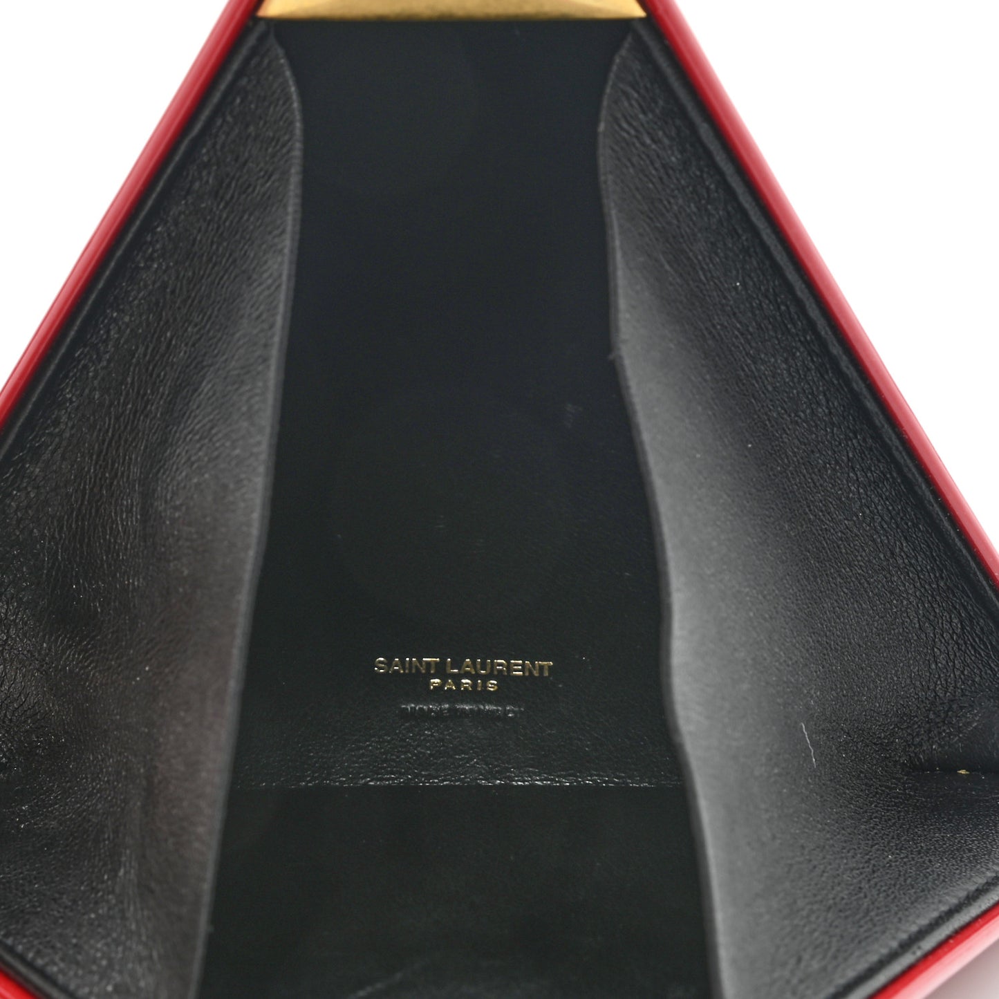 Patent Pyramid Clutch Rouge