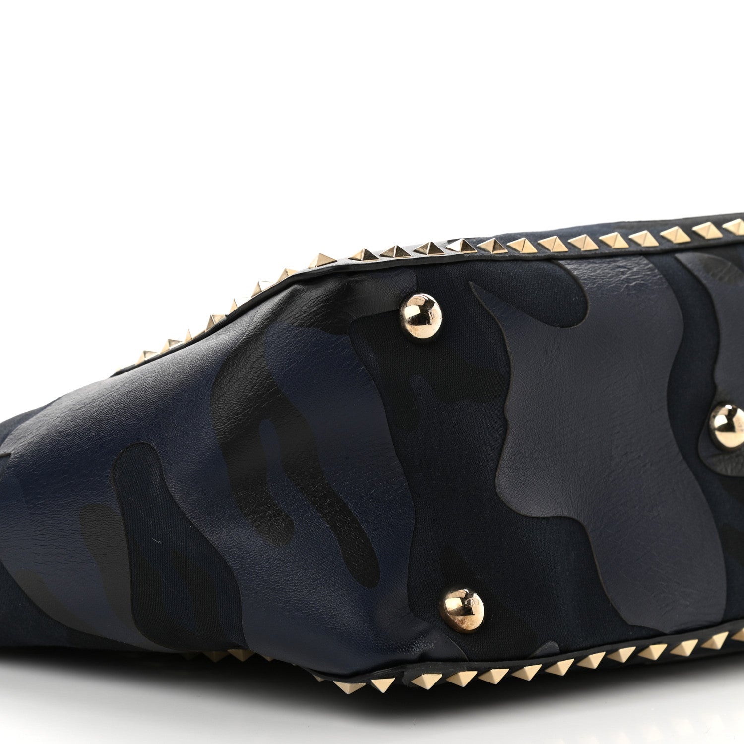 Valentino Garavani Nappa Canvas Camouflage Medium Rockstud Tote Marine 12 of 14