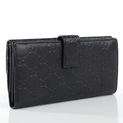 Gucci Guccissima Margaux Calfskin Metal Bar Continental Flap Wallet Black 4 of 10