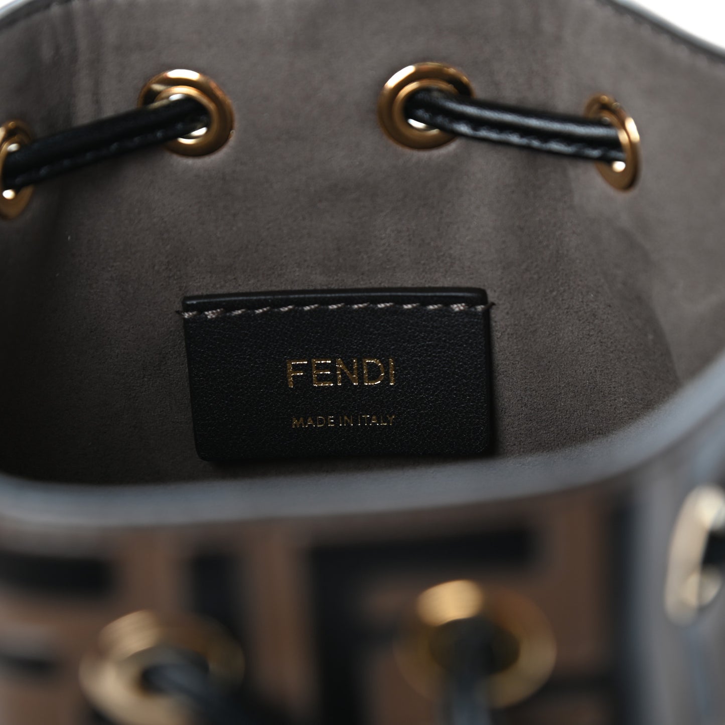 Vitello Liberty F is Fendi Bi-Color FF 1974 Embossed Mini Mon Tresor Bucket Bag Maya Black