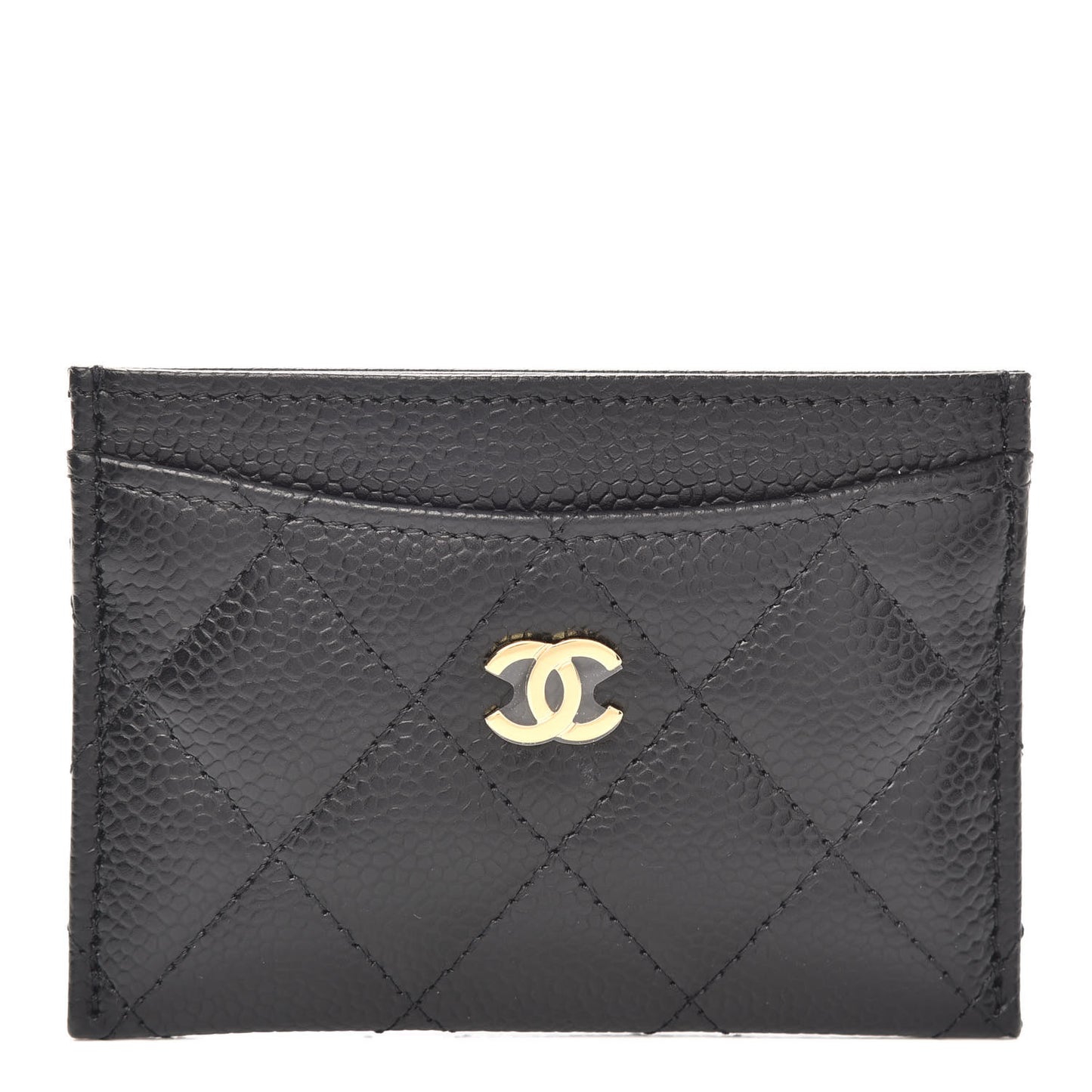 Caviar Quilted Card Holder Black