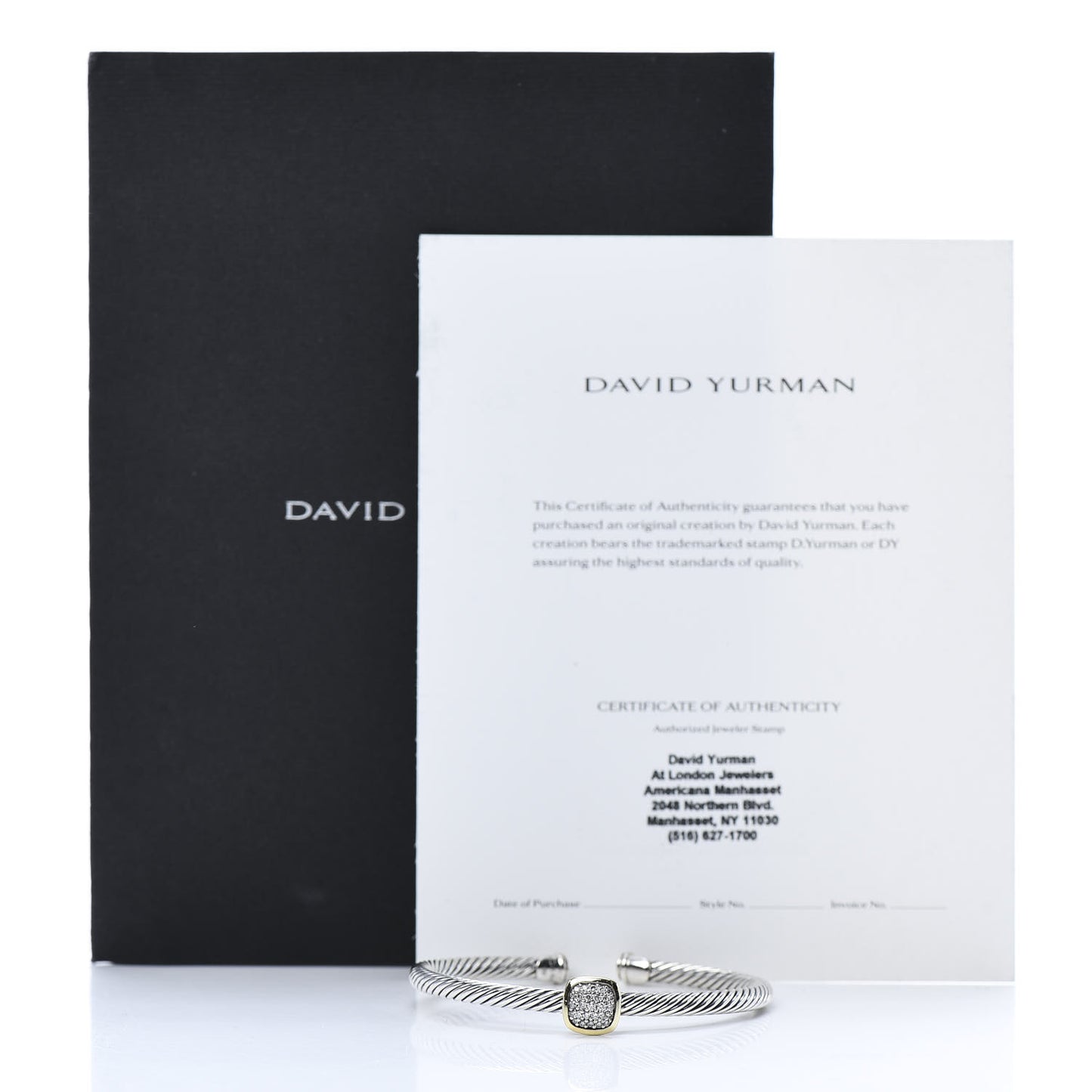 Sterling Silver 18K Yellow Gold Diamond 4mm Noblesse Cable Bracelet