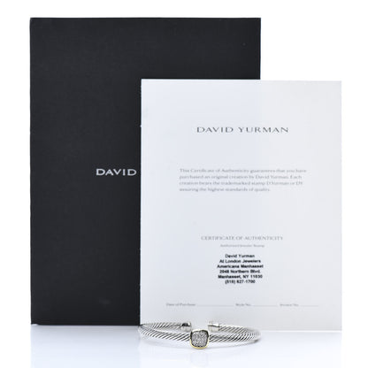 David Yurman Sterling Silver 18K Yellow Gold Diamond 4mm Noblesse Cable Bracelet 5 of 5