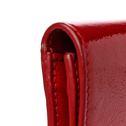 Saint Laurent Textured Patent Monogram Large Belle De Jour Clutch Red 17 of 18