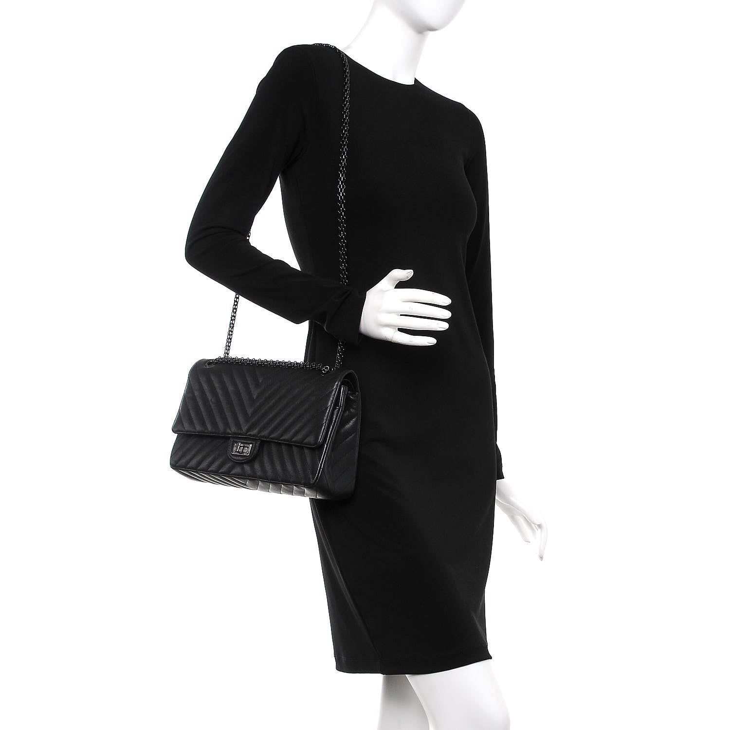 Chanel Sheepskin Chevron Quilted 2.55 Reissue 226 Flap So Black 2 of 20