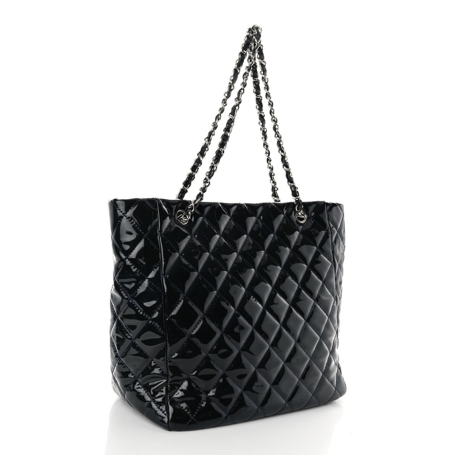 Chanel Patent Quilted Chic and Glitter Large Tote Black 3 of 9
