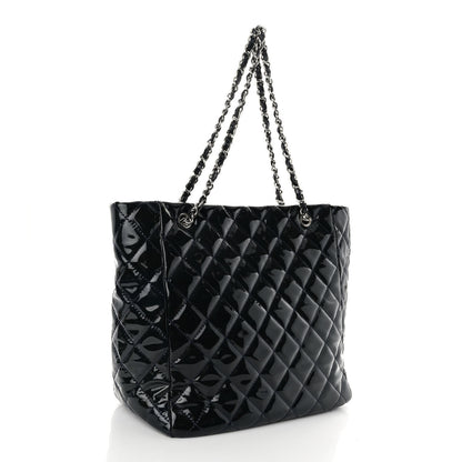 Chanel Patent Quilted Chic and Glitter Large Tote Black 3 of 9