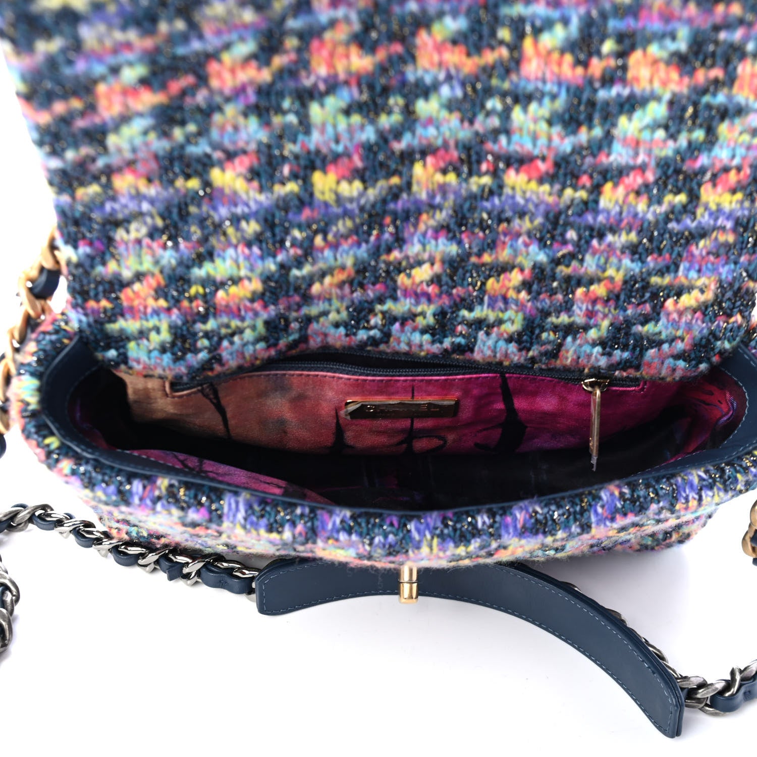 Chanel Tweed Quilted Medium Chanel 19 Flap Dark Multicolor 4 of 4