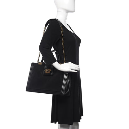 Chanel Glazed Calfskin Boy Tote Black 2 of 17