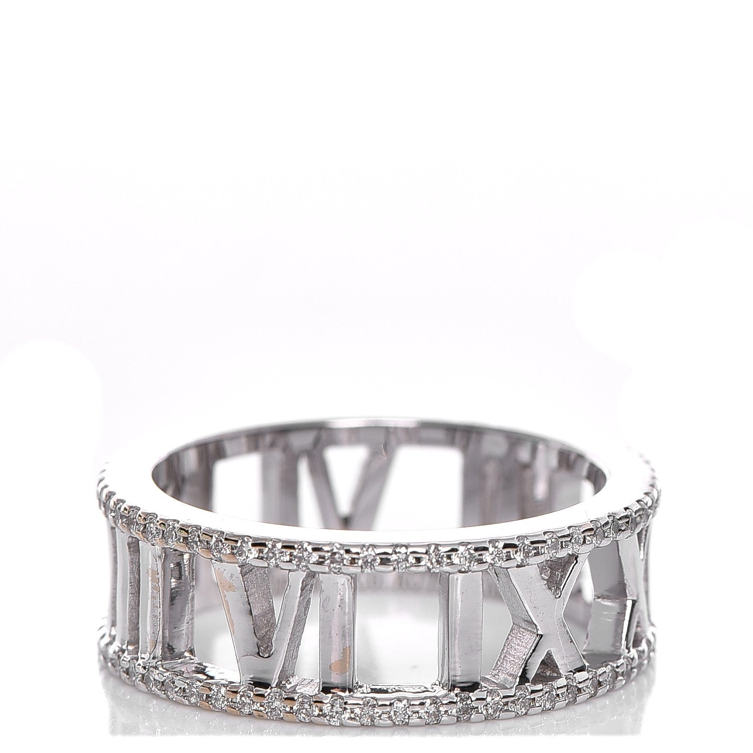 Tiffany 18K White Gold Diamond Atlas Open Pave Ring 6 1 of 5