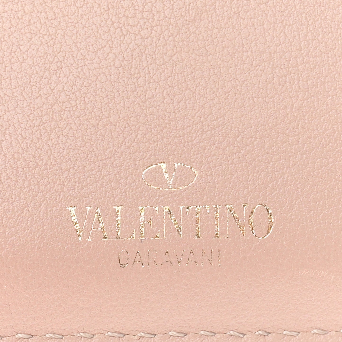 Vitello Rockstud Card Holder Poudre