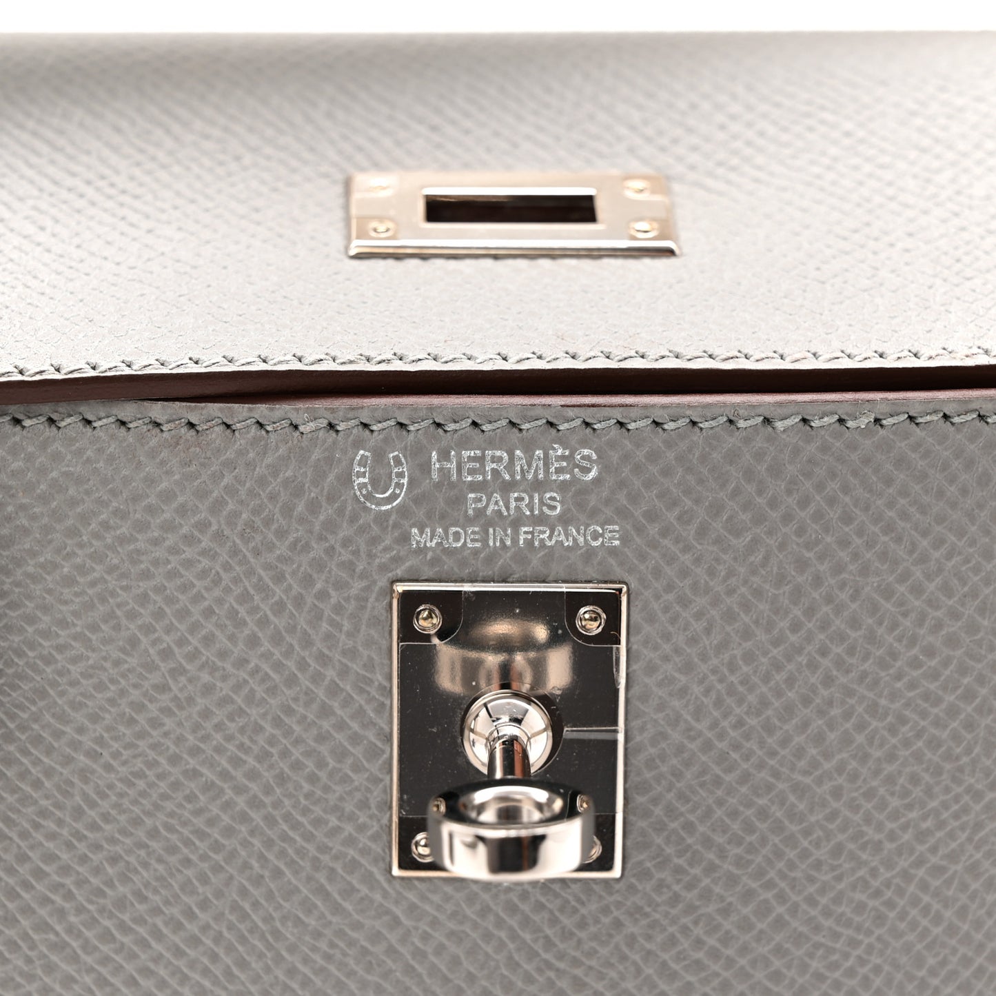 Epsom Bi-Color Horseshoe Kelly Sellier 25 Gris Mouette Craie