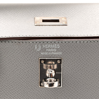 Hermes Epsom Bi-Color Horseshoe Kelly Sellier 25 Gris Mouette Craie 6 of 10