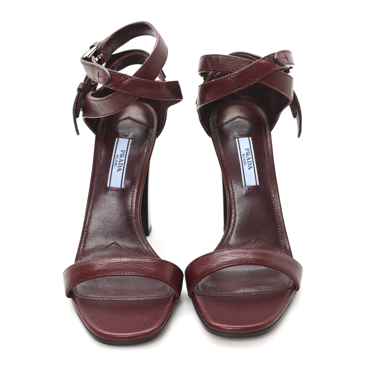 Calfskin Ankle Strap Sandals 37.5 Burgundy