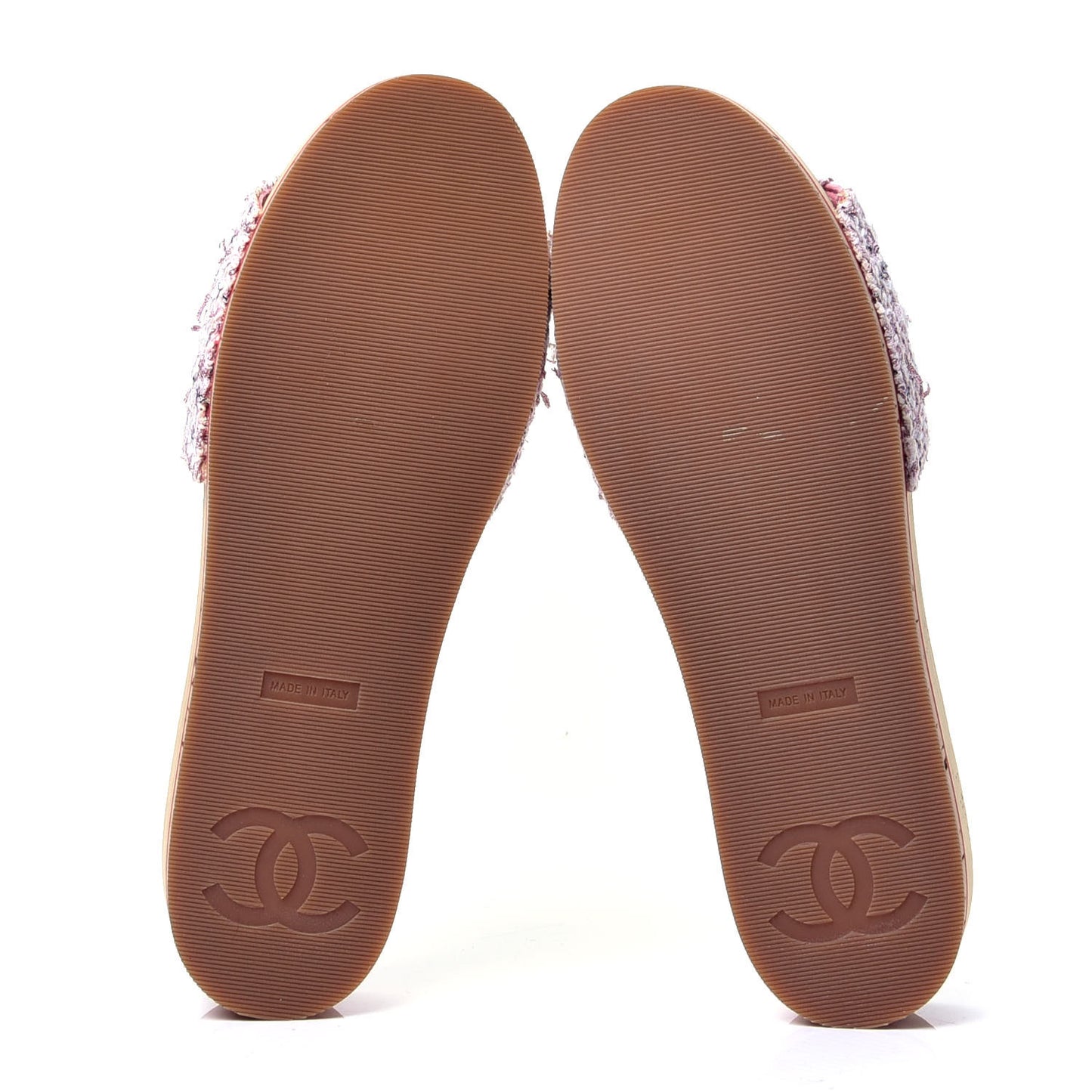 Tweed Lambskin Logo Mules 41 Pink Red