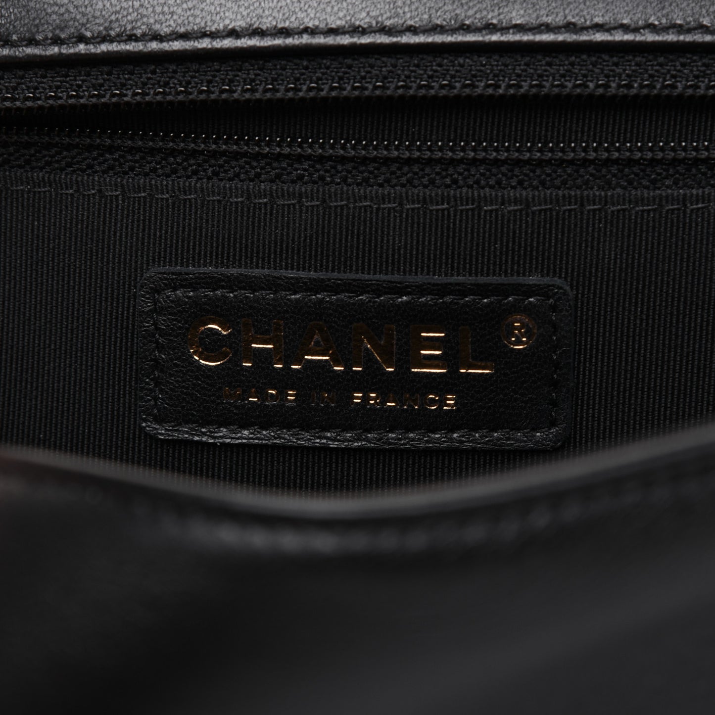 Lambskin Chevron Quilted Flap Black