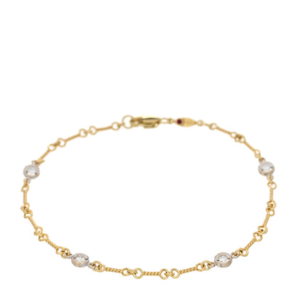 Roberto Coin 18K Yellow White Gold Diamond DogBone Chain Station Bracelet 1 of 3