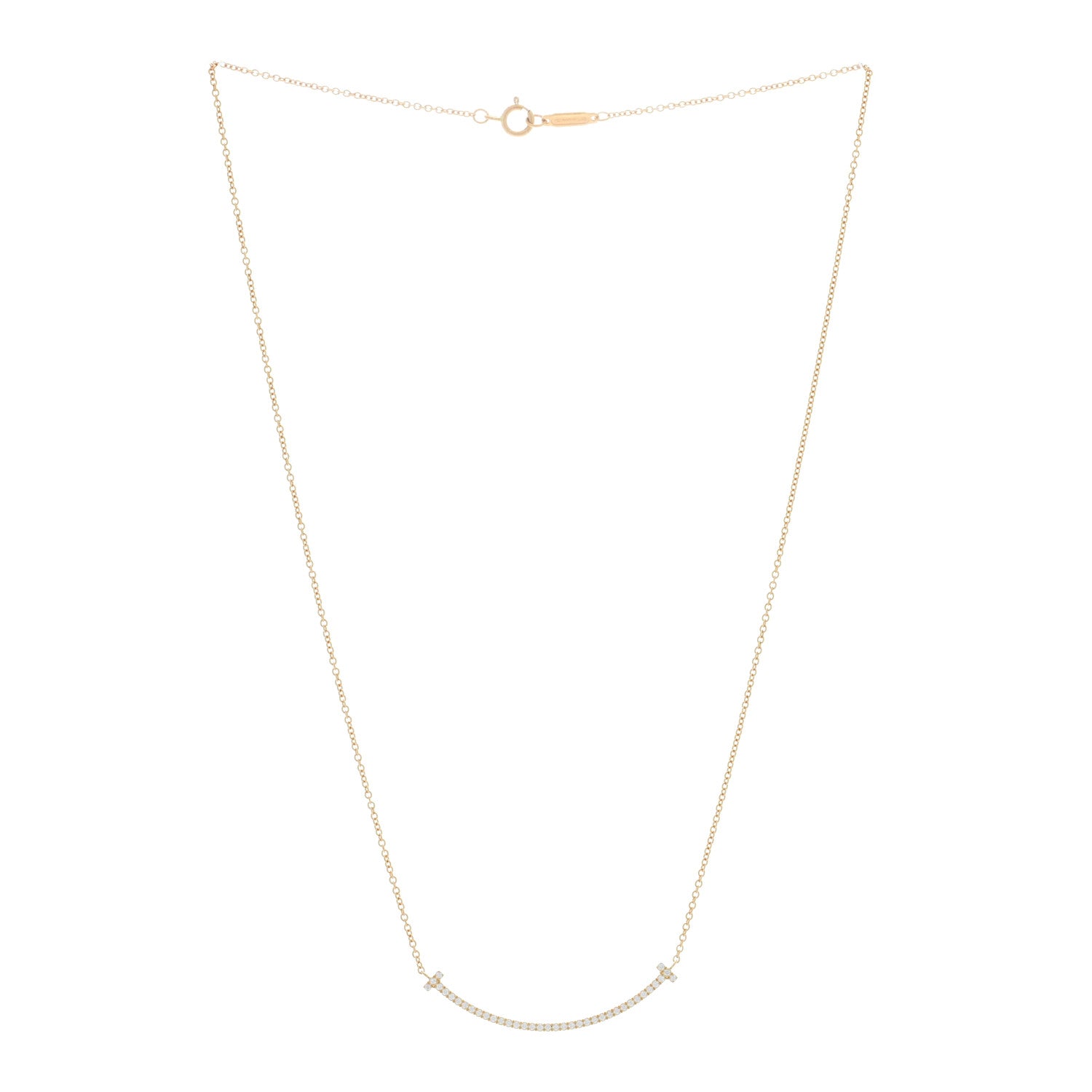 Tiffany 18K Yellow Gold Diamond Small T Smile Pendant Necklace 3 of 5