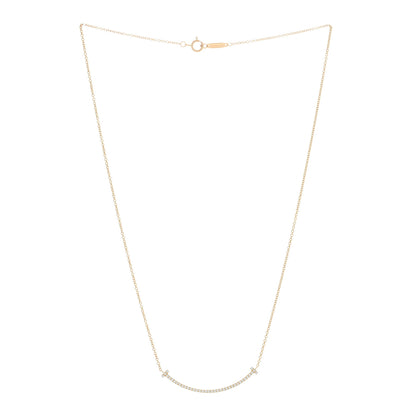 Tiffany 18K Yellow Gold Diamond Small T Smile Pendant Necklace 3 of 5