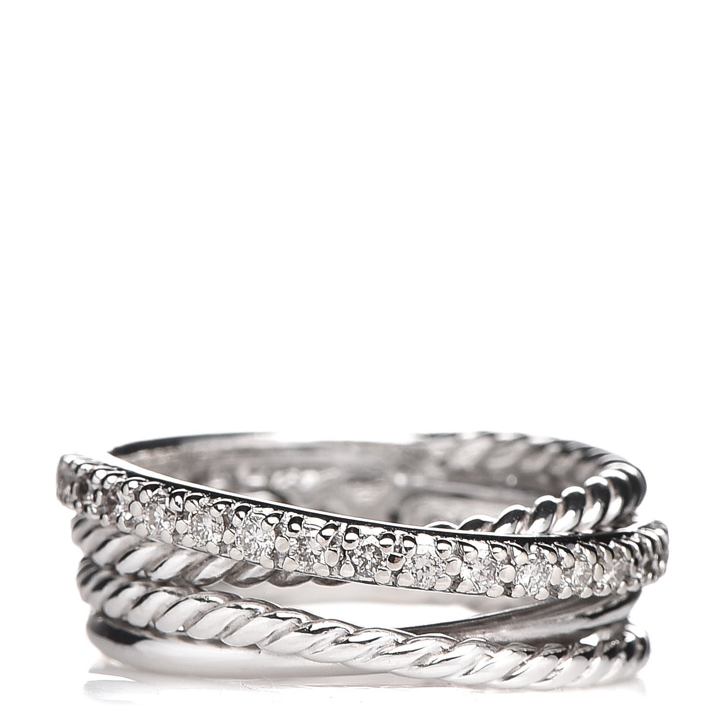 Sterling Silver Diamond 7mm Crossover Ring 47 4