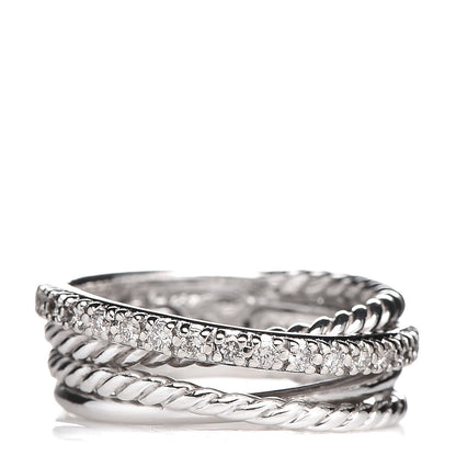 David Yurman Sterling Silver Diamond 7mm Crossover Ring 47 4 1 of 5