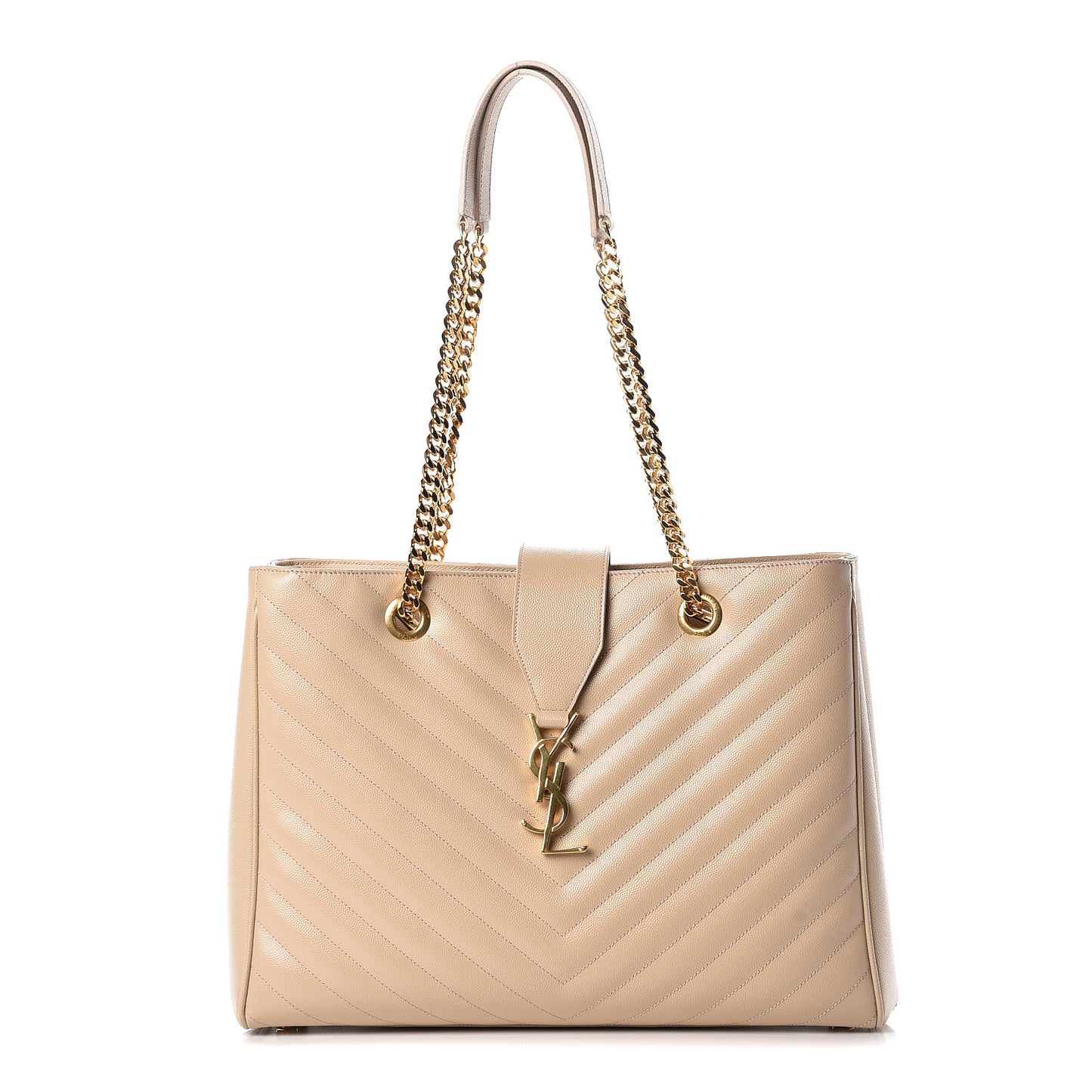 Grain De Poudre Matelasse Chevron Monogram Shopping Bag Nude Powder