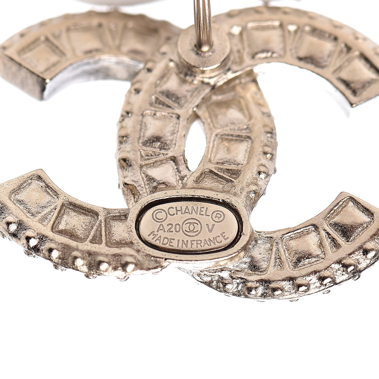 Chanel Crystal Timeless CC Earrings Light Gold 3 of 5