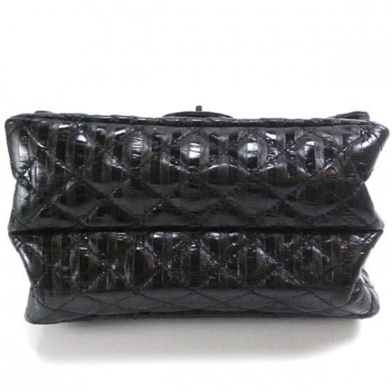Chanel Striped Accordion Reissue Metallic Black 4 of 8