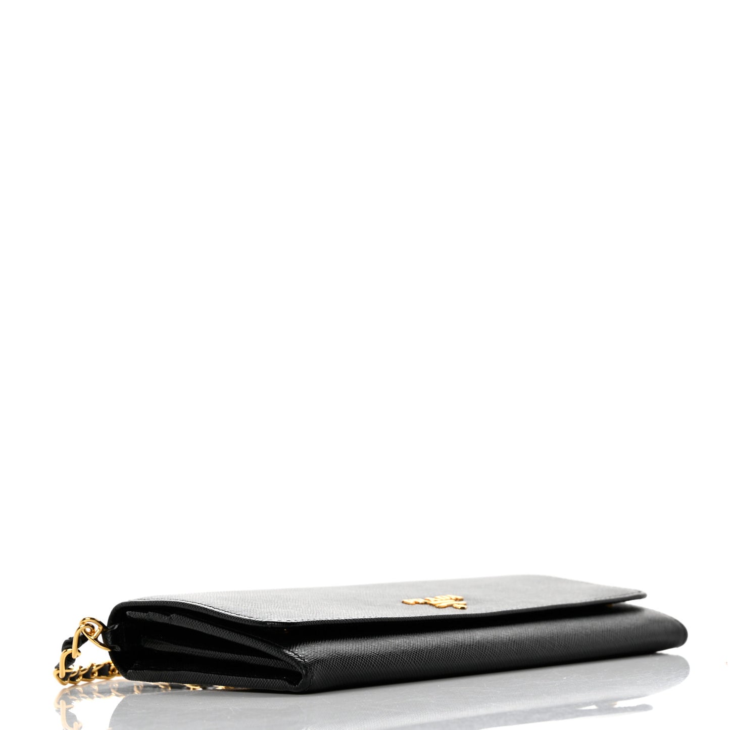Saffiano Metal Oro Chain Wallet Black