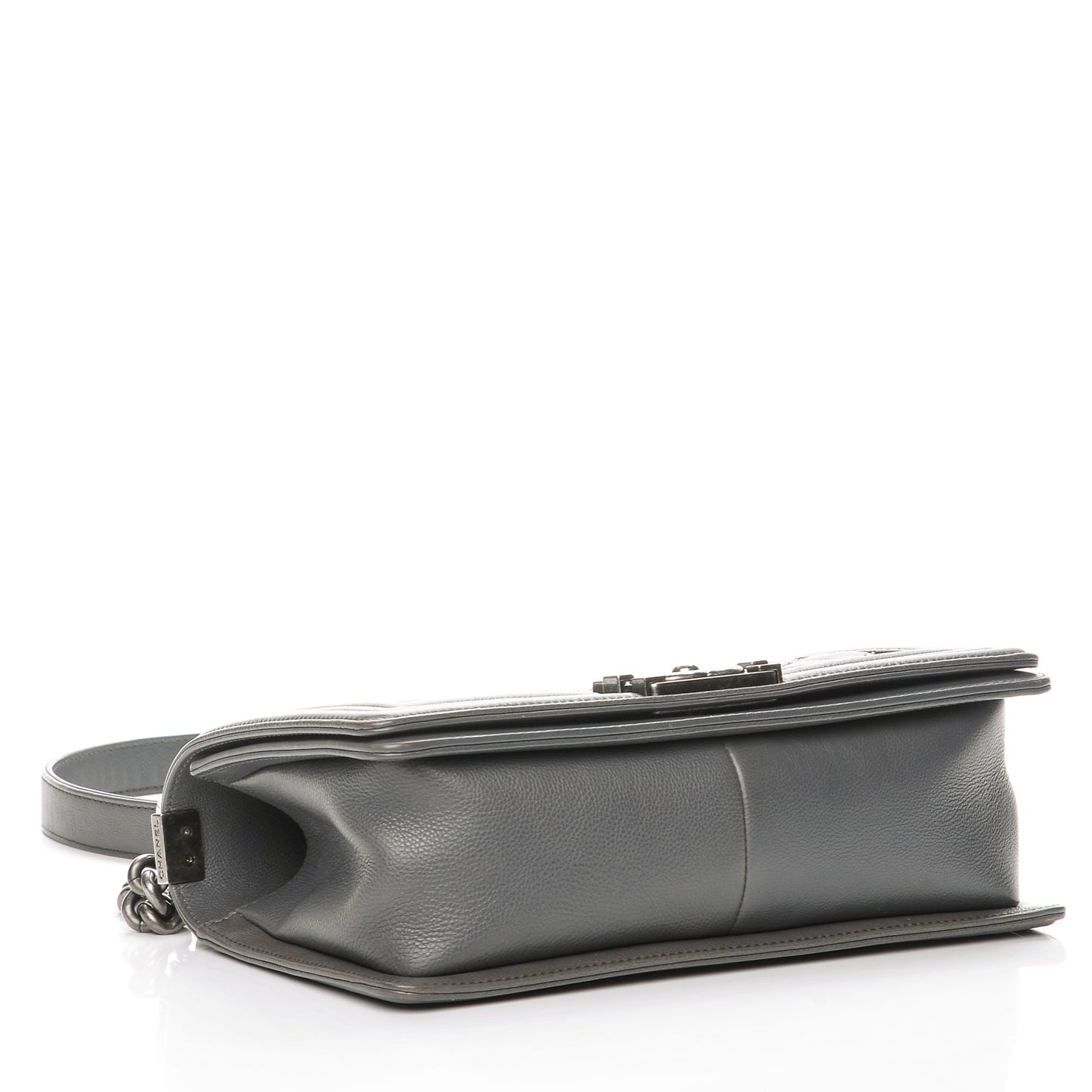 Calfskin Double Stitch Medium Boy Flap Grey