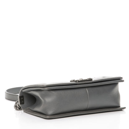 Chanel Calfskin Double Stitch Medium Boy Flap Grey 4 of 8