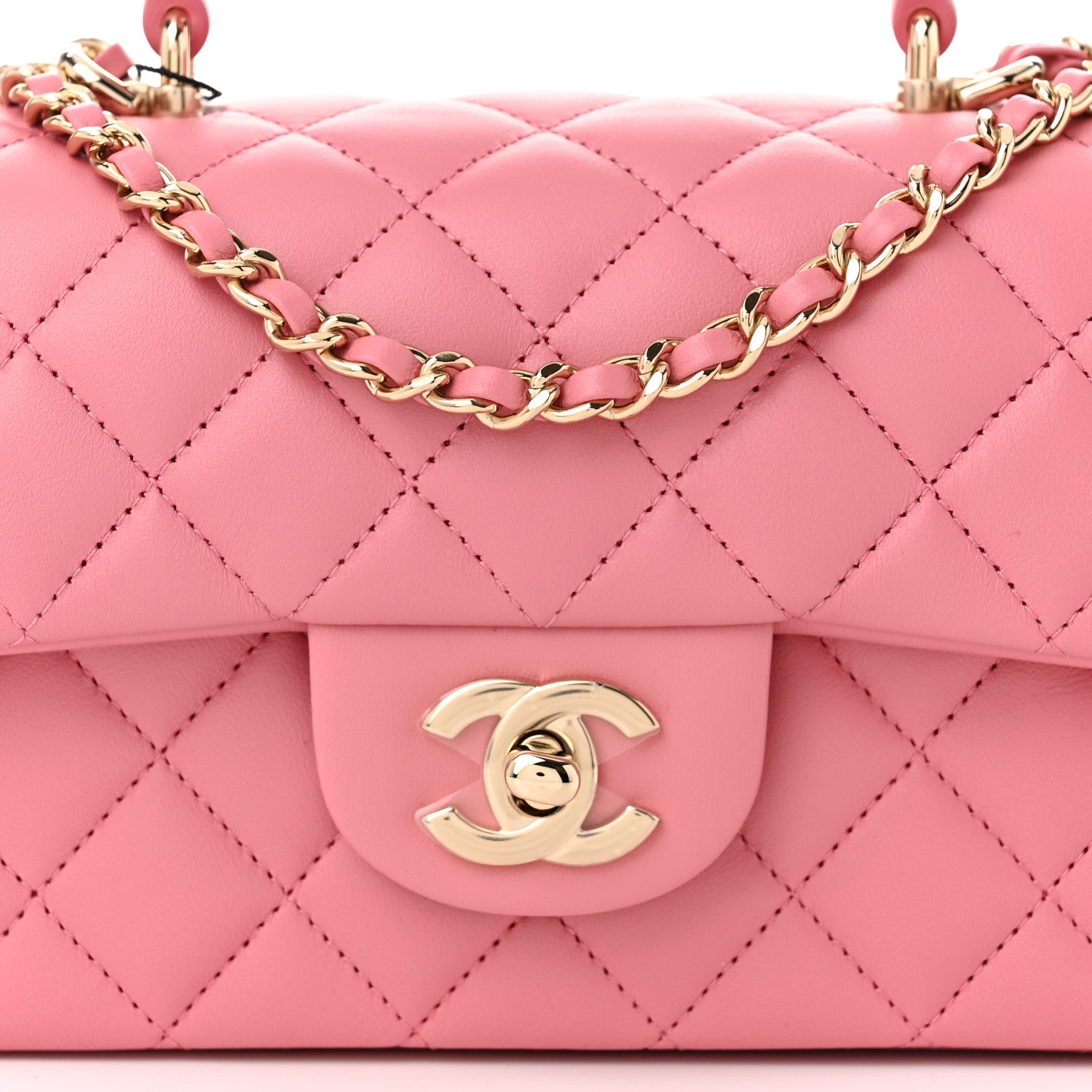 Chanel Lambskin Quilted Mini Top Handle Rectangular Flap Pink 8 of 11