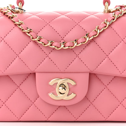 Chanel Lambskin Quilted Mini Top Handle Rectangular Flap Pink 8 of 11