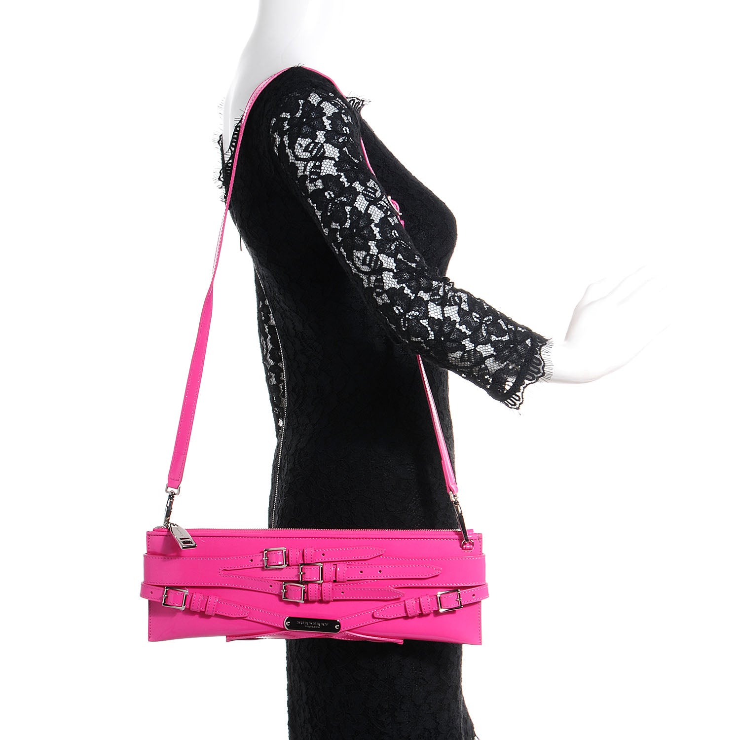 Burberry Patent Bridle Calfskin Parmoor Clutch Bag Pink 2 of 15