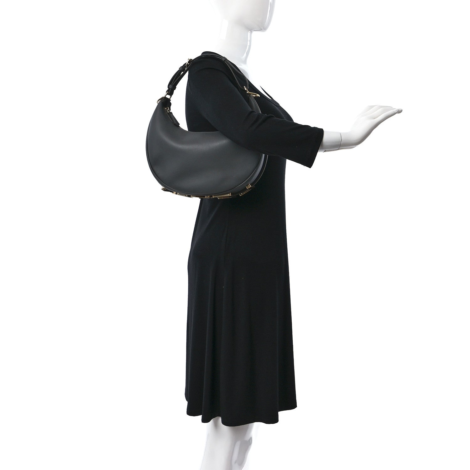 Fendi Vitello Grace Matte Small Fendigraphy Hobo Bag Anthracite 2 of 8