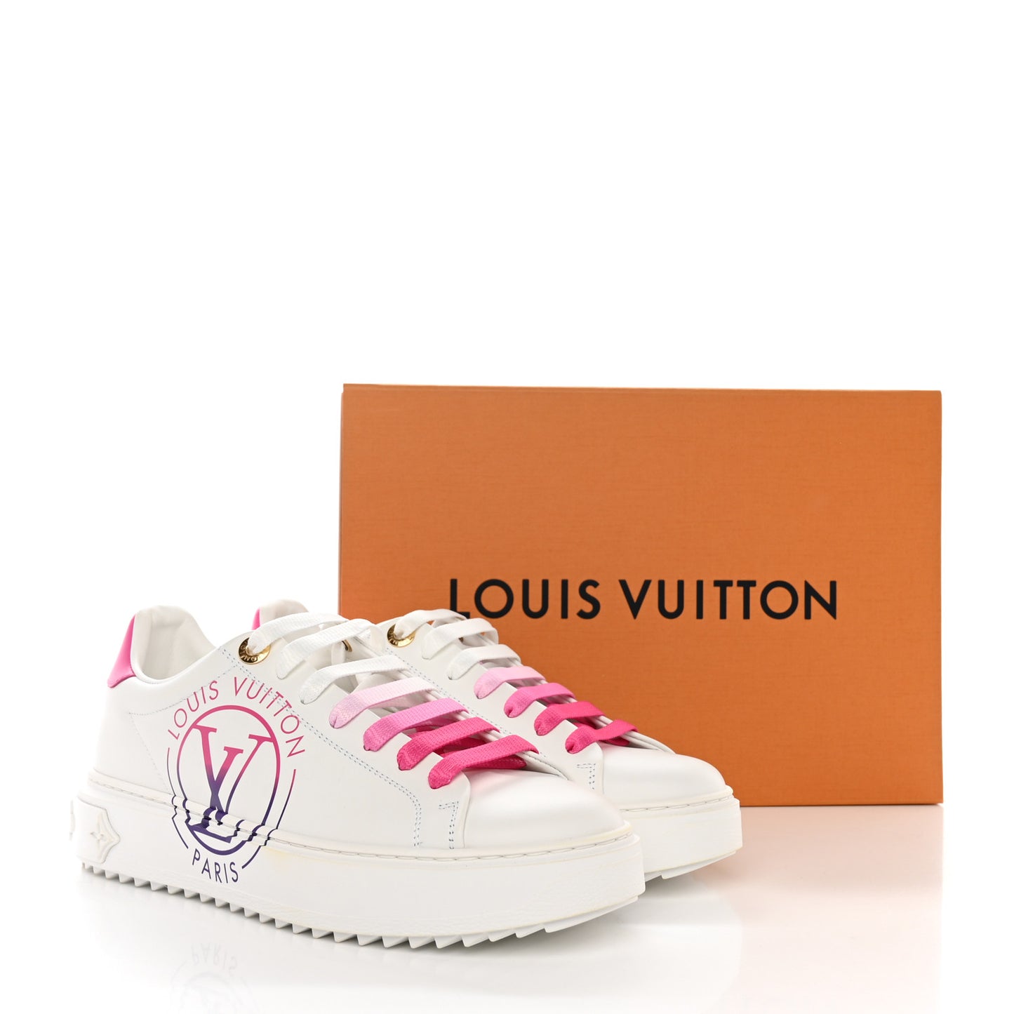 Monogram Time Out Sneakers 37 White Pink
