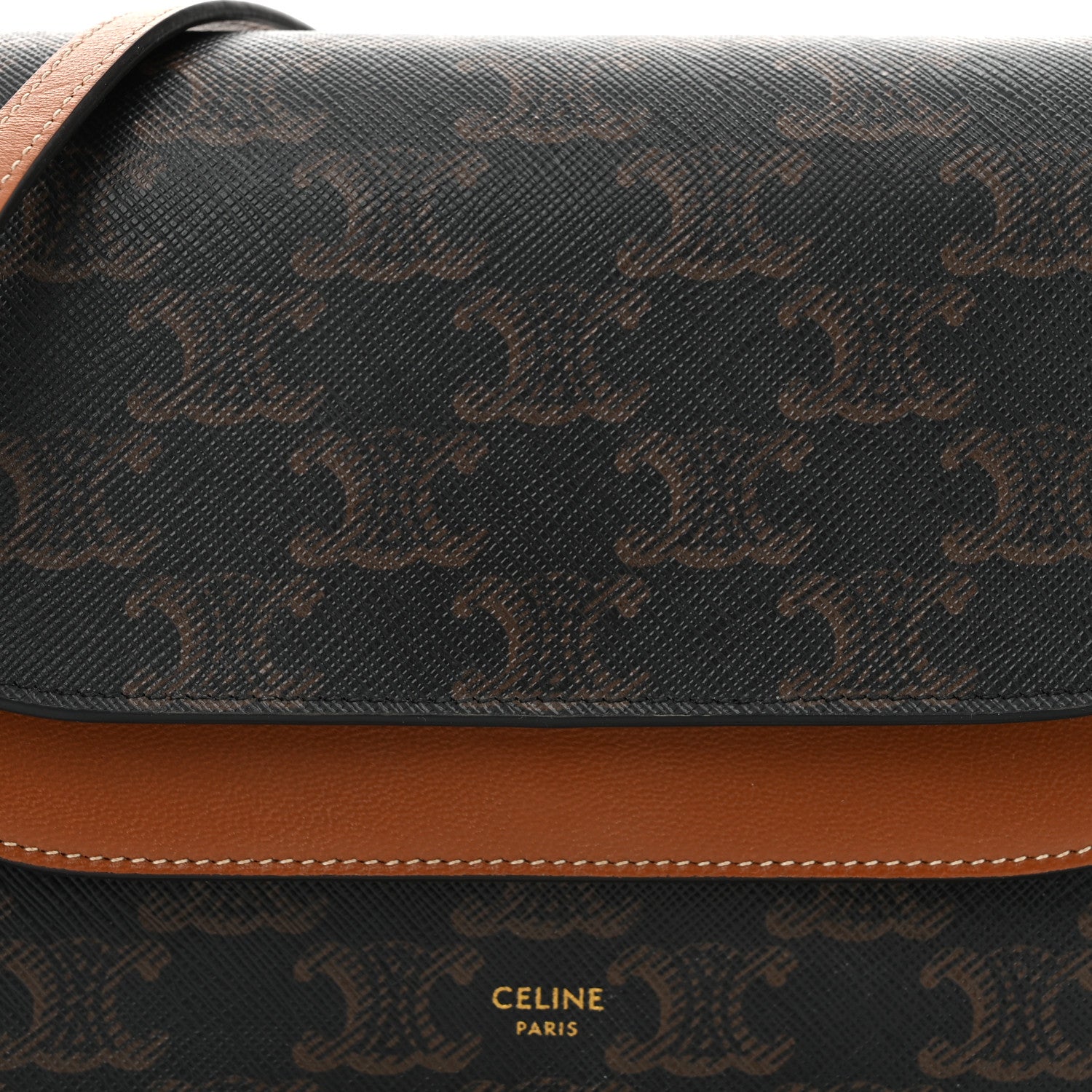 Celine Triomphe Canvas Lambskin Wallet On Strap Tan 1664357