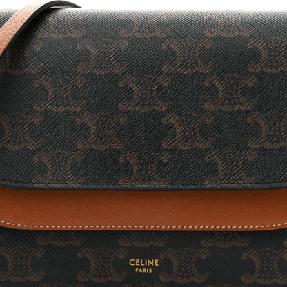 Celine Triomphe Canvas Lambskin Wallet On Strap Tan 8 of 10